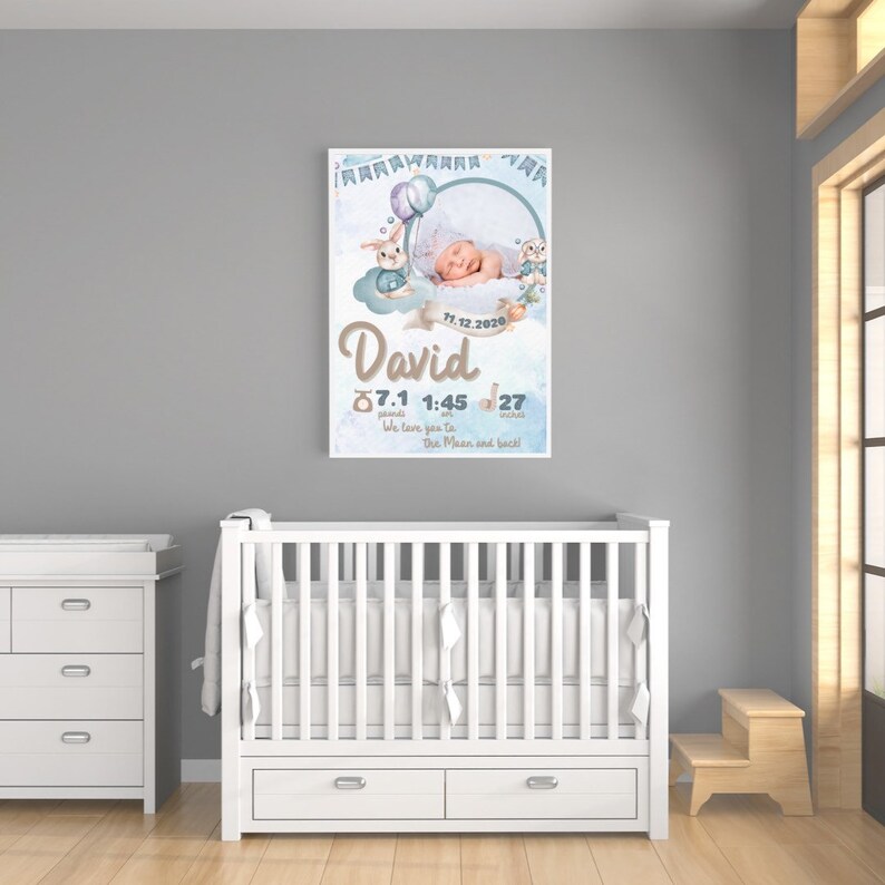 Birth Announcement Birth Stats Poster Wall Art Personalized Etsy