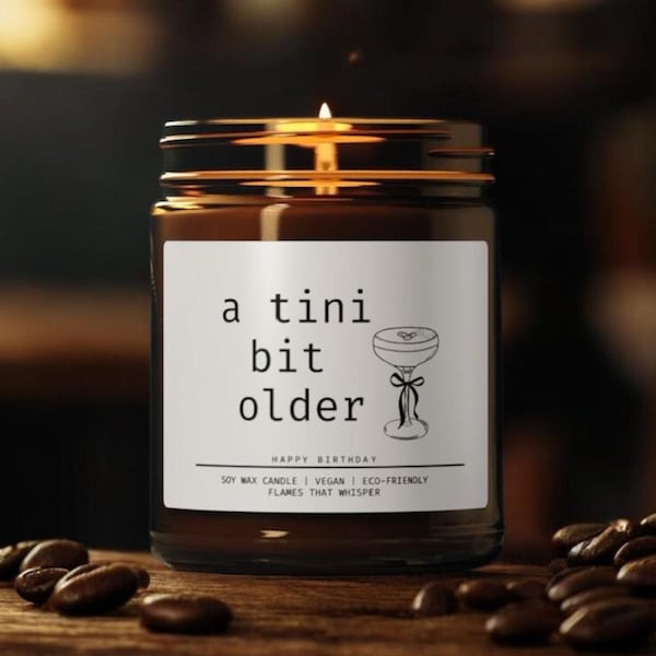 Vela de regalo un poco más antigua / cumpleaños / para ella / regalo de cumpleaños / amante del martini espresso / vela de cumpleaños
