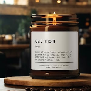 Bougie minimaliste maman chat | Amoureux des chats | ChatMAMAN | Elle | Anniversaire | Noël | Cire de soja végétalienne, cadeau respectueux de l'environnement