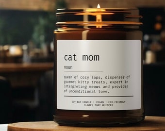 Vela minimalista para mamá gata / Amante de los gatos / Mamá gata / Ella / Cumpleaños / Navidad / Cera de soja vegana, regalo ecológico