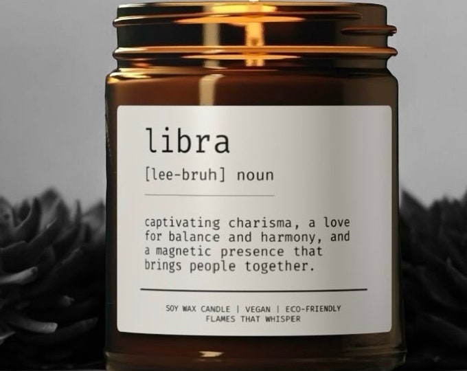 Custom Libra birthday zodiac candle|zodiac gift|astrology candle|astrology gift|horoscope candle|gift ideas|birthday|minimalist definition