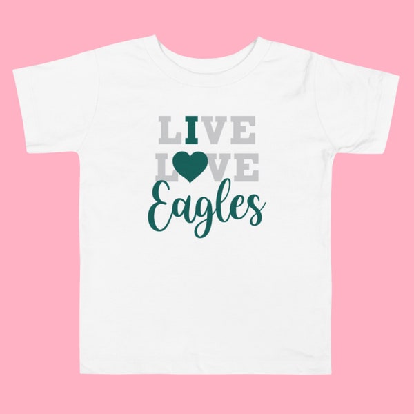 Live Love Eagles Girls Philadelphia Eagles Football Team Camisetas y onesies para niñas, Philadelphia Baby Girl, Regalo para niñas, Regalos de Navidad