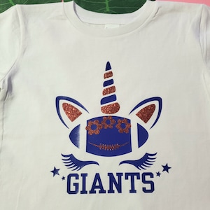 Glitter Unicorn New York Giants T-Shirt: Baby Girl Football Outfit