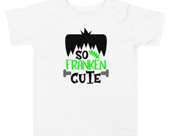 Maglietta di Halloween di Frankenstein, così carina, maglietta in cotone fatta a mano per ragazzi