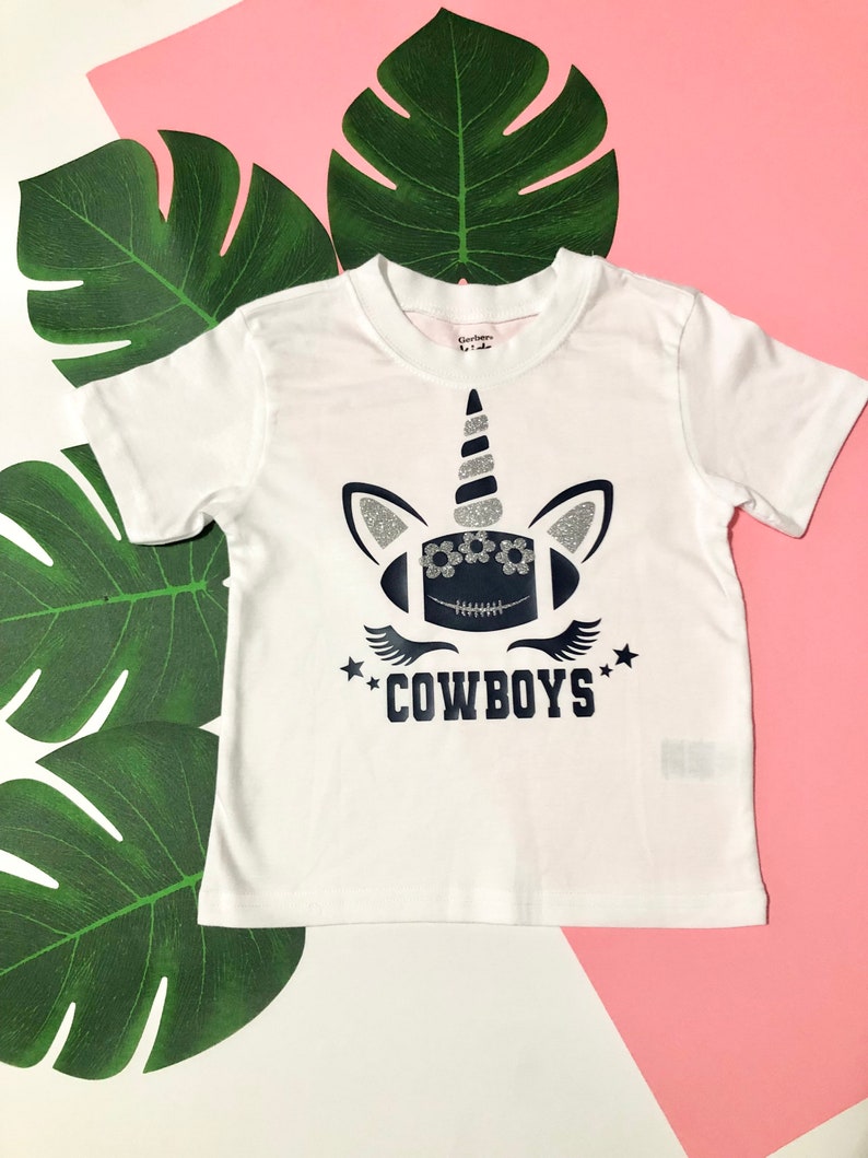 Glitter Unicorn Dallas Texas Cowboys Football Team Girls T-Shirts And Onesies, Dallas Baby Girl, Gift For Girls, Christmas Gift image 1