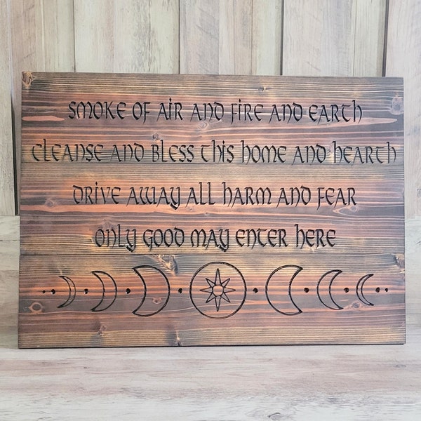 Pagan Blessing Reclaimed Cedar Sign, Farmhouse Wall Art, Housewarming Gift, Home Blessing, Newlywed Gift, Wiccan Protection Spell