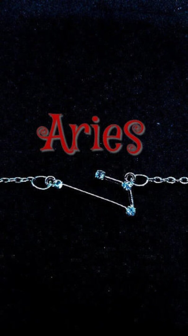 ARIES Zodiac Necklace With Cubic Zirconia Crystals Astrology Horoscope ...