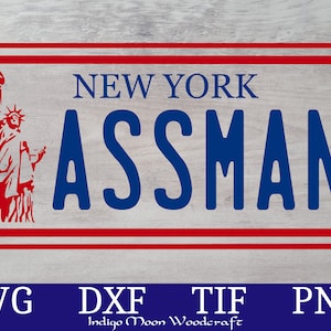 ASSMAN License Plate - Seinfeld Svg - Kramer's License Plate Cut File - Funny New York Svg - Cricut - Silhouette - Svg Png Dxf Tif