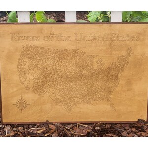 US Rivers Laser Cut Map, United States Rivers Map, Office Living Room Home Decor, Gift for Nature Lovers Outdoorsmen Fishermen