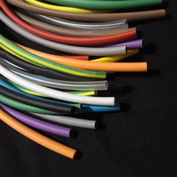 Heat Shrink Tubing 2:1 polyolefin various diameters - 12 inch strips - 12 colors to choose from - 3/64 1/16 1/8 3/16 1/4 3/8 1/2 3/4 1.0''