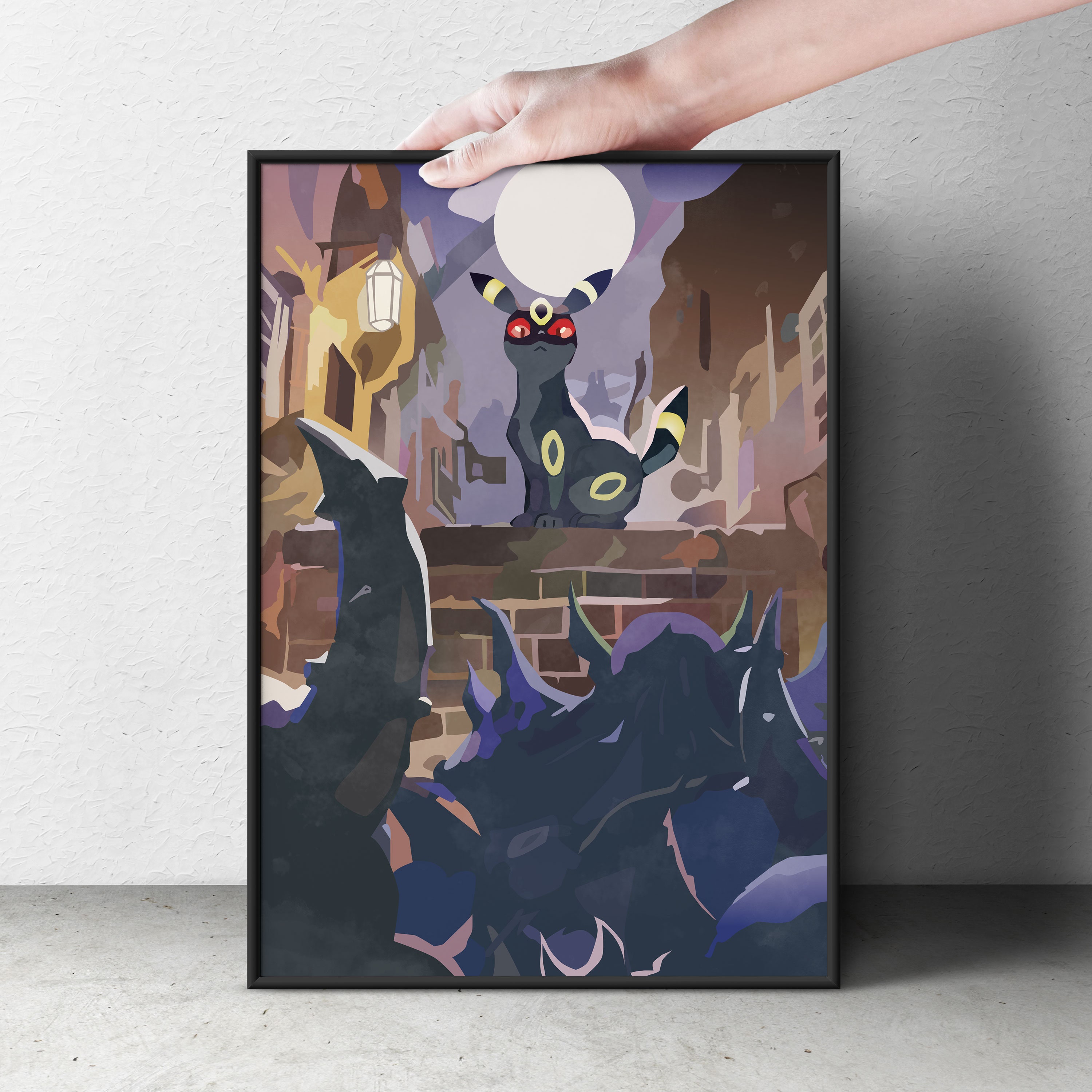 ミステリアスなブラッキーと仲間たちのポケモンポスター - お部屋の