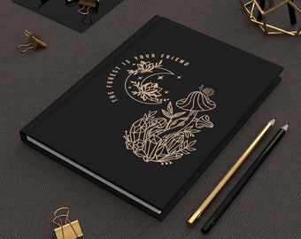 GoblinCore Forest is your friend, Crystal Moon Mushroom Journal, Mystical journal, Celestial Aesthetic, Mystical Aesthetic notebook