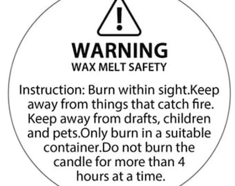 12 Wax Melt Warning Stickers - White 40mm