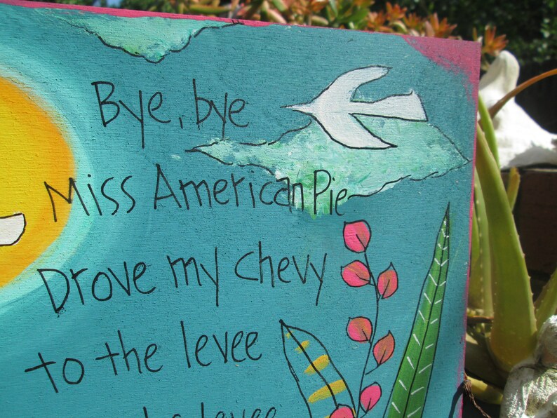 Bye Bye Miss American Pie Lyrics Painting on 10 by 10 - Etsy