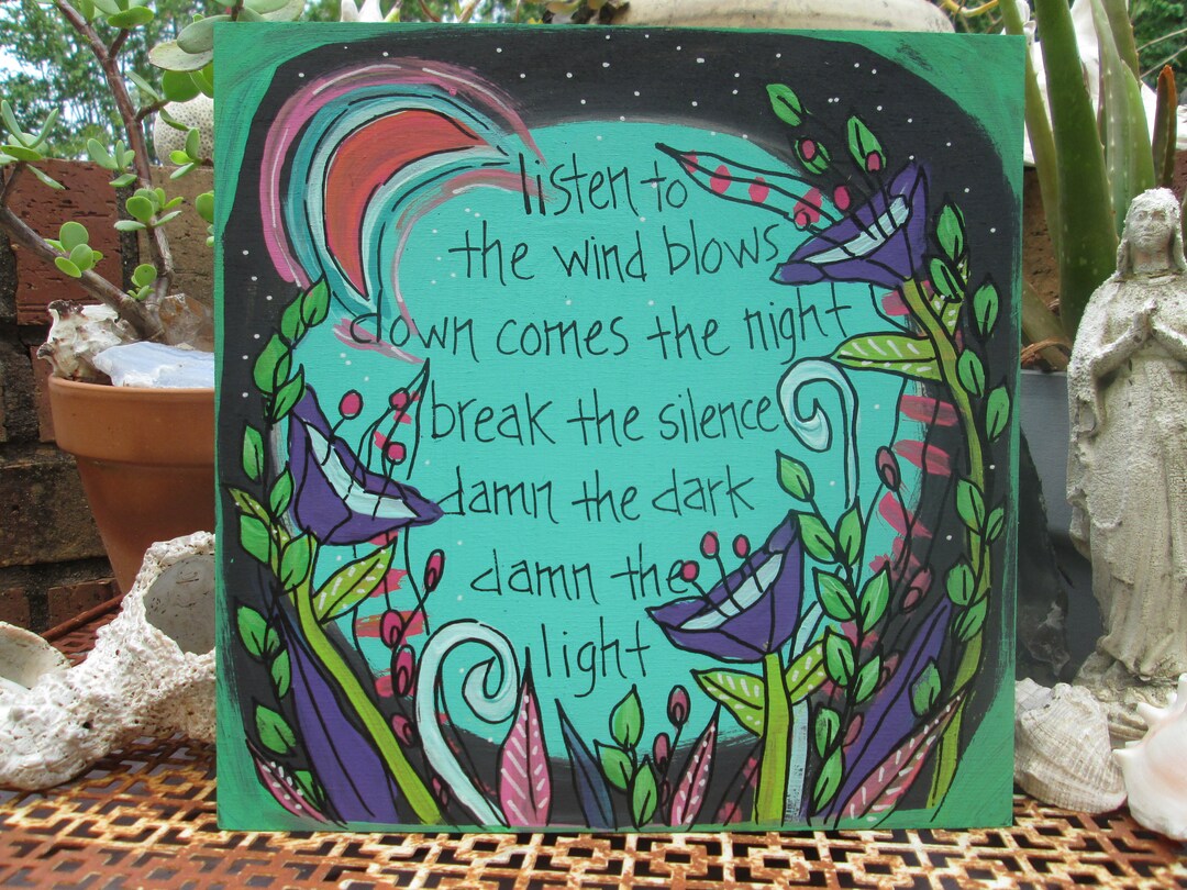 The Chain Song Lyrics Painting on 10 X 10 Wood Panel, 1970s Music Lyric
