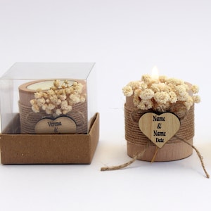Personalized Bulk Wedding Gift - Wooden Candle Favors for Guest in Bulk ...