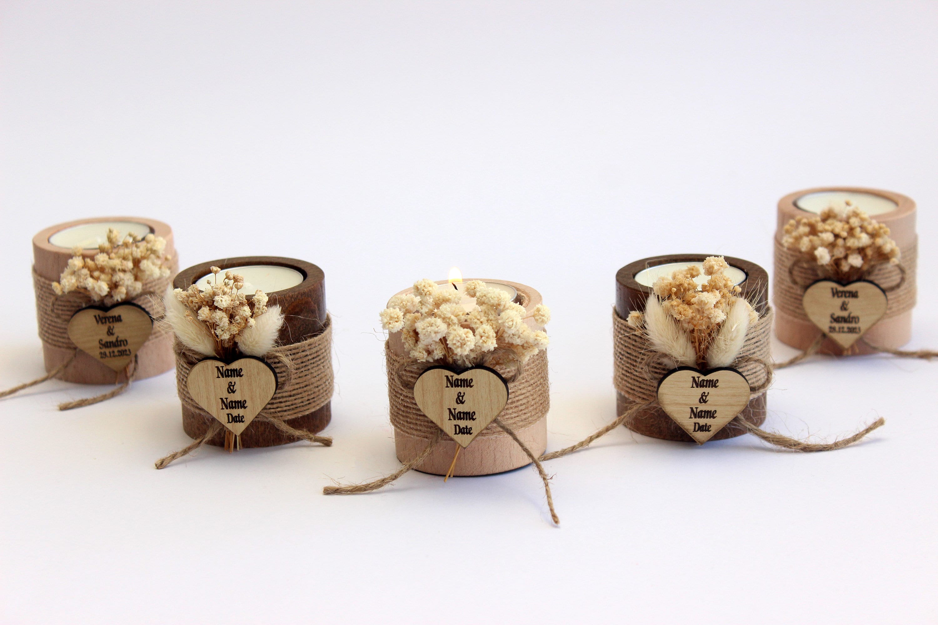 Personalized Bulk Wedding Gift - Wooden Candle Favors for Guest in Bulk ...