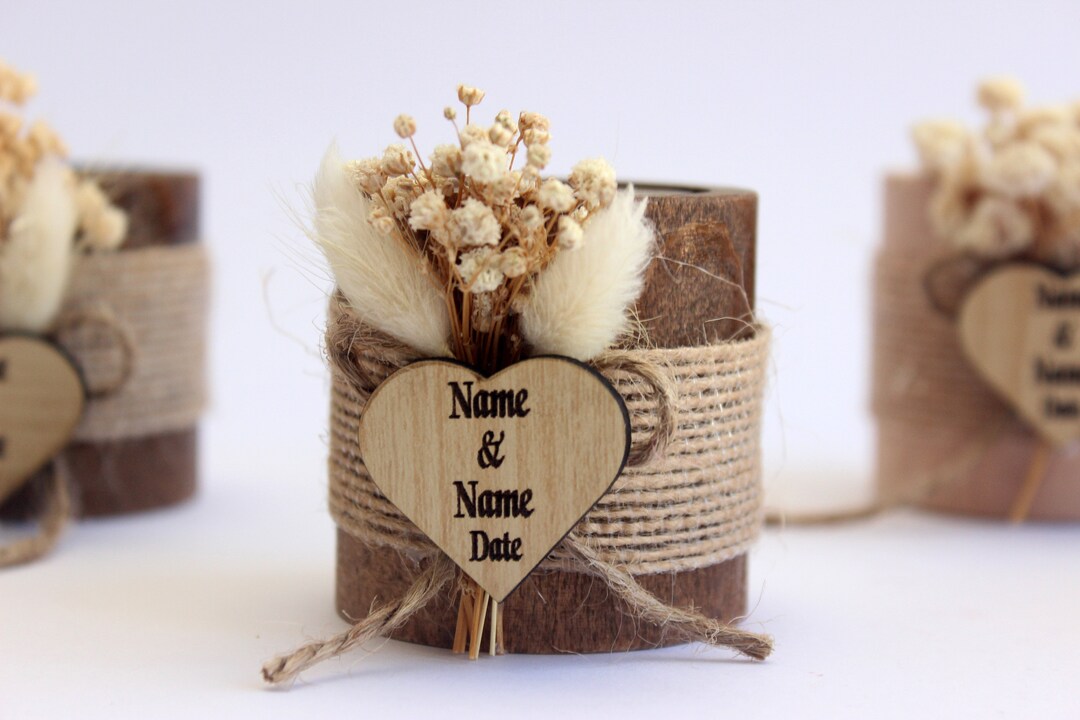 Personalized Bulk Wedding Gift - Wooden Candle Favors for Guest in Bulk ...
