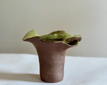 Small Sculptural Ikebana Vase: Handmade Modern Ceramic Pottery, Modern Wabi Sabi Pottery, Ceramic Gifts, Shelf Decor, DEarth Pottery