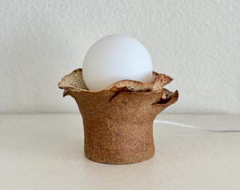Sculptural Ceramic Lamp, Handmade  Lamp, Modern Ceramic Nightstand, Home Objects, Organic Look Night Stand, D&#39;Earth Pottery, Wabi Sabi Lamp
