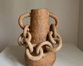 Rustic Ceramic Chain Vase, Chain Pottery, Modern Vase, Flower Vase, Handmade Pottery, Organic Rustic Pottery, D’Earth Pottery, Home Decor