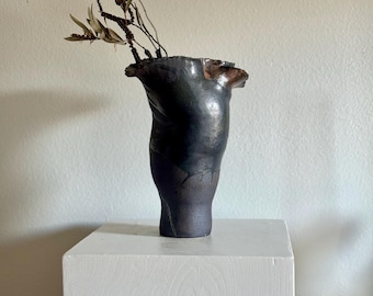 Modern Sculptural Vase, Handmade Ceramic Vase, Wabi Sabi Decor, Organic Contemporary Pottery, Statement Home Decor