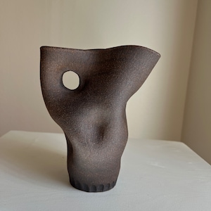Black Ceramic Vase, Modern Ceramic Vase, Vase Asymmetric, Handmade Organic Look Pottery, D&#39;Earth Pottery, Wabi Sabi Decor, Organic Vase