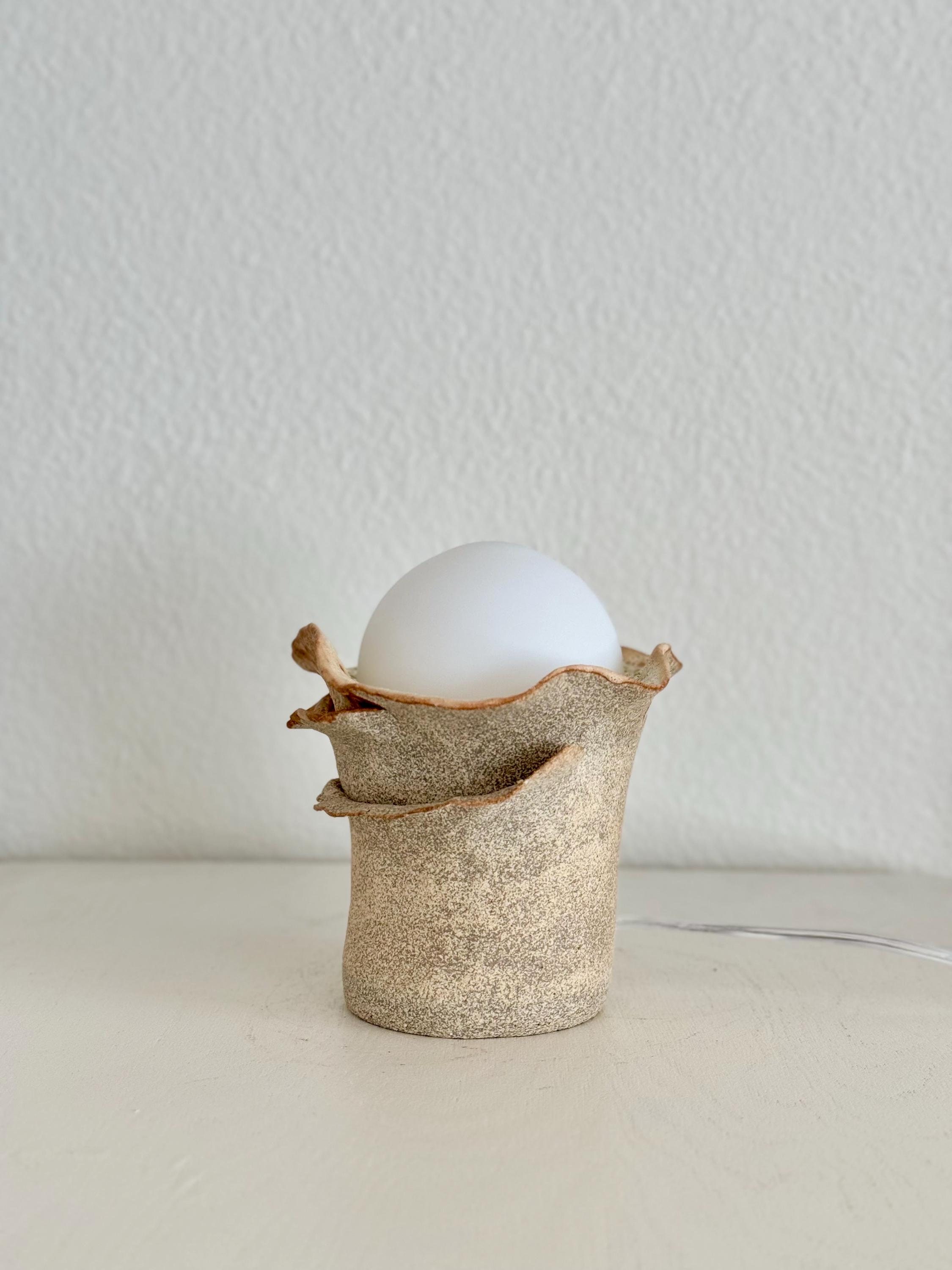 Sculptural Ceramic Lamp, Handmade Lamp, Modern Ceramic Nightstand, Home Objects, Organic Look Night Stand, D'Earth Pottery, Wabi Sabi Lamp