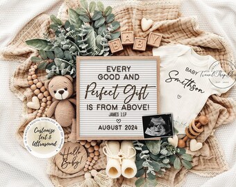 Religious Pregnancy Announcement: Neutral Baby Reveal (Digital Download)