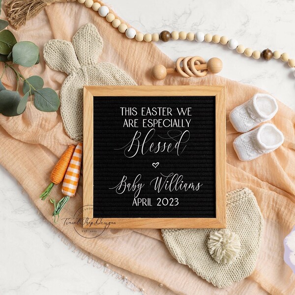 Easter Gender Neutral Digital Pregnancy Announcement | Digital Edit Yourself Pregnancy Reveal for Social Media | Somebunny is on the way