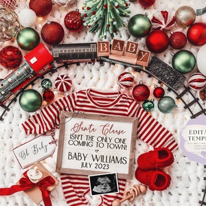 Christmas Pregnancy Announcement: Santa Coming to Town (Digital Template)