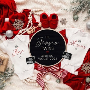 Twins Christmas Digital Pregnancy Announcement \ Baby Announcement \ Editable Template\ Gender Neutral \ Holidays\ The more the Merrier