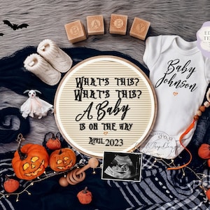 Halloween Pregnancy Announcement: Nightmare Theme, Editable Template (Digital)