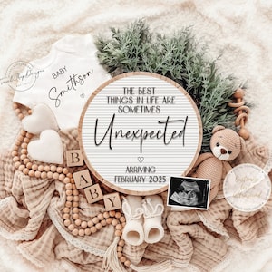 Neutral Baby Announcement, Digital Pregnancy Announcement, Boho Pregnancy Reveal, Custom Pregnancy Reveal, Instant download, Unexpected