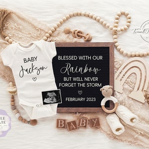 Rainbow Baby Pregnancy Announcement: Editable Digital Template