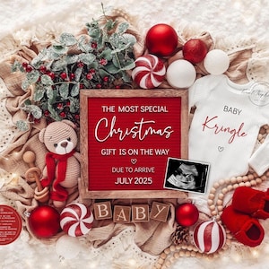 Christmas Pregnancy Announcement Holiday Digital Baby Announcement Editable Template Instant Download Girl Gender Reveal Special Gift