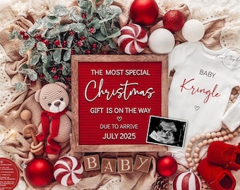 Christmas Pregnancy Announcement Holiday Digital Baby Announcement Editable Template Instant Download Girl Gender Reveal Special Gift