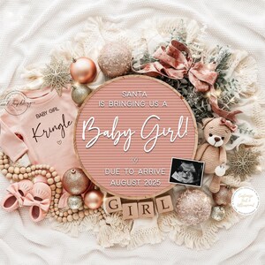 Girl Christmas Pregnancy Announcement: Holiday Baby Reveal (Digital Download)