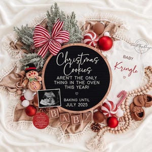Christmas Pregnancy Announcement Holiday Digital Baby Announcement Editable Template Instant Download Girl Gender Cookies in the Oven