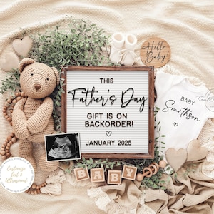 Schwangerschaftsankündigung zum Vatertag: Geschlechtsneutrale, bearbeitbare Vorlage (Digitaler Download)