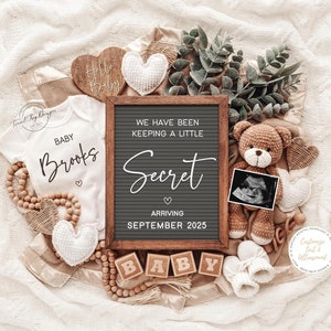 Pregnancy Announcement Template, Digital Baby Announcement, Gender Neutral Pregnancy Reveal, Ediable Template, Instant Download, Secret