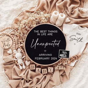Digital Pregnancy Announcement, Gender Neutral Baby Announcement, Instant Editable Template, Social Media Reveal, Best Things Unexpected