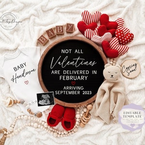 Valentine&#39;s Day Pregnancy Announcement\ Digital\  Gender Neutral\ Baby Announcement \ Editable Template\Not All Valentines \ February