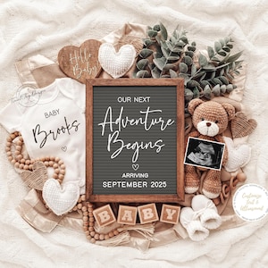 Pregnancy Announcement Template, Digital Baby Announcement, Gender Neutral Pregnancy Reveal, Ediable Template, Instant Download, Adventure