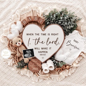 Pregnancy Announcement Template, Religious Pregnancy Announcement, Baby Announcement, Instant Download, Editable Baby Announcement,