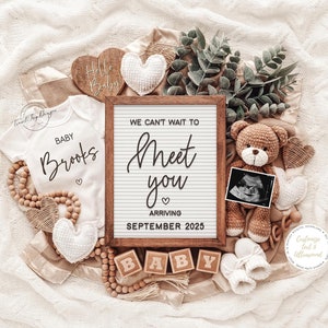 Pregnancy Announcement Template, Digital Baby Announcement, Gender Neutral Pregnancy Reveal, Ediable Template, Instant Download, Meet you
