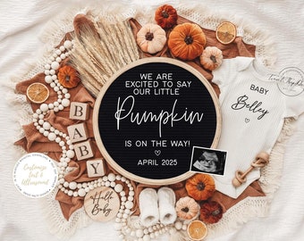 Fall Pumpkin Pregnancy Announcement: Gender Neutral Social Media Reveal (Digital)