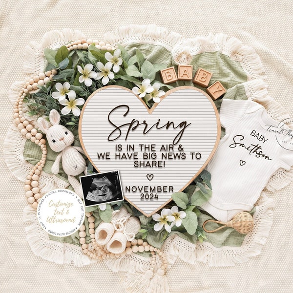 Spring Pregnancy Announcement, Digital Baby Announcement, Social Media Reveal Ideas, Personalized baby announcement, Spring is in the Air