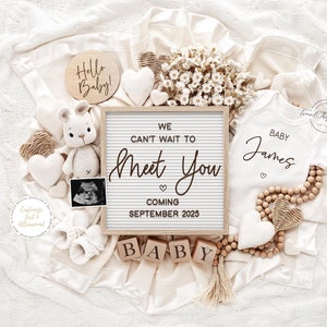 Baby Announcement, Digital Pregnancy Announcement, Gender Neutral Template,  Instant Download, Custom Pregnancy Announcement, Meet you