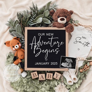 Pregnancy Announcement Digital, Woodland Baby Announcement, Boho Adventure Begins, Social Media Reveal, Instant Download, Gender Neutral